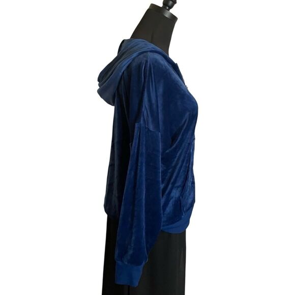 Felina Hoodie Zip-Up Blue Velour Size Medium - Picture 3 of 8